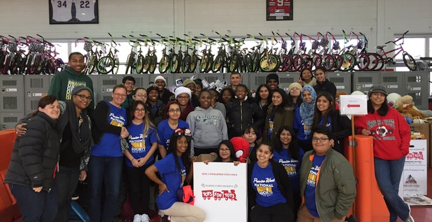 Proviso West Nhs Visits Toys For Tots T-Shirt Photo