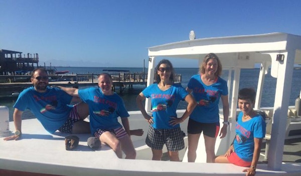 Team Pisco On The Dive Boat In Roatan T-Shirt Photo