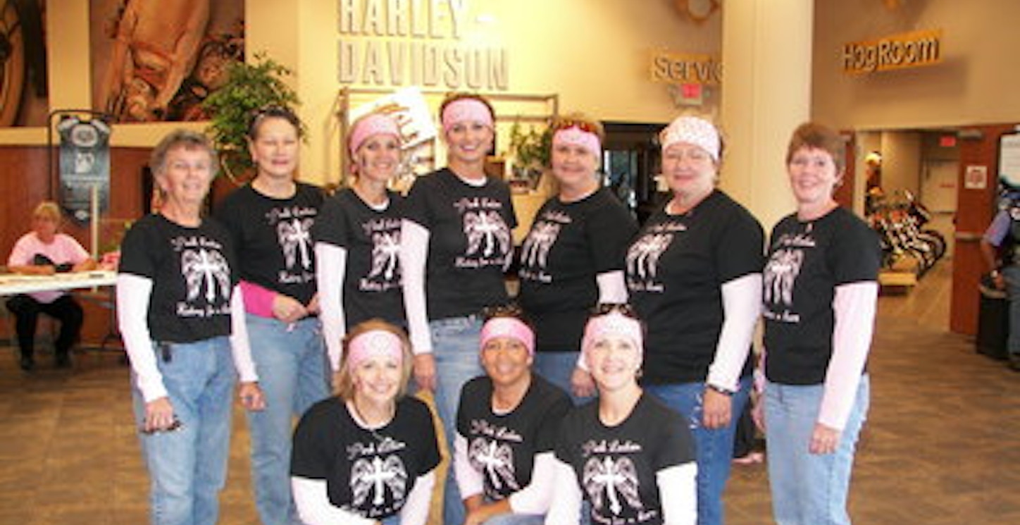 Pink Ladies Riding For A Cure T-Shirt Photo