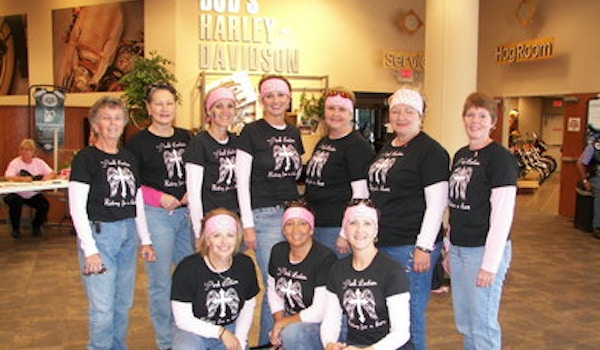 Pink Ladies Riding For A Cure T-Shirt Photo
