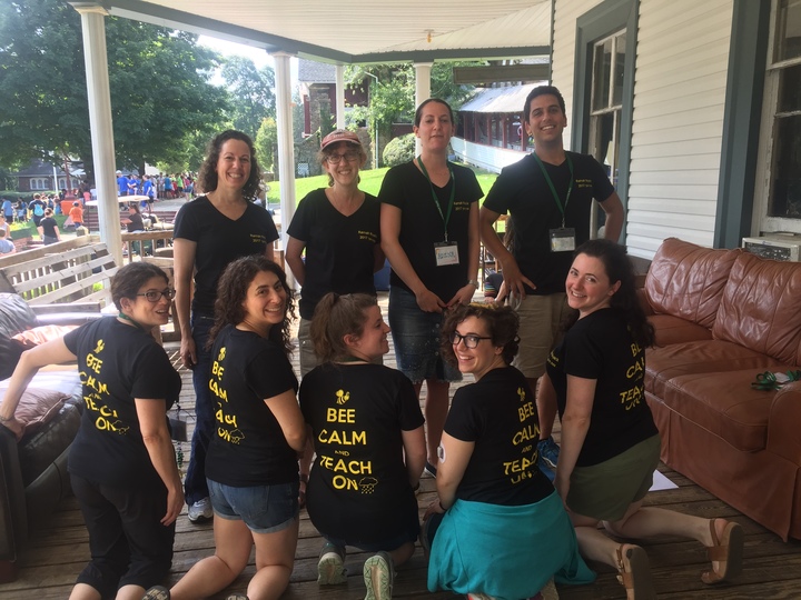 Bee Calm And Teach On T-Shirt Photo