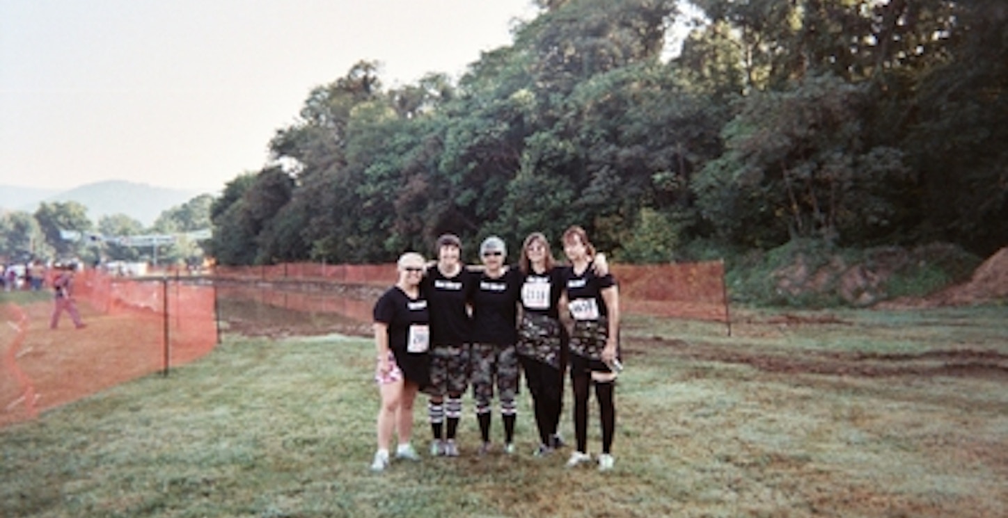 Mud Run Team   Infront Of The Pit T-Shirt Photo