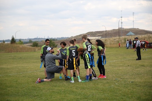Middle School's First Flag Football Game At Rocky Mountain Deaf School With Downtown Denver In The Background! T-Shirt Photo