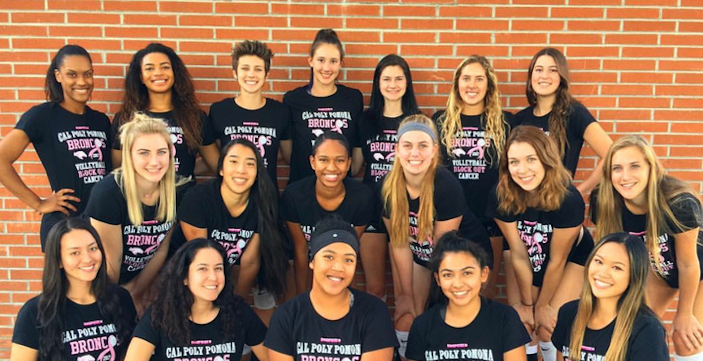 Cal Poly Pomona Women’s Volleyball Supports Sideout Foundation And Dig Pink On October 27, 2017 T-Shirt Photo