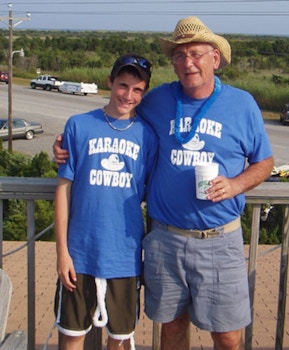 Karaoke Cowboy And Grandson T-Shirt Photo