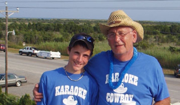 Karaoke Cowboy And Grandson T-Shirt Photo