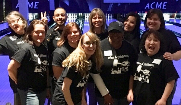 Picture of Tukwila Court “Crime And Pinishment” Bowling Team Custom T-Shirt Design Tukwila Court “Crime And Pinishment” Bowling Team T-Shirt Photo