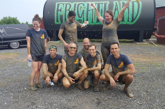 Mud One Team After Participating In The Delaware Mud Run For Leukemia Research T-Shirt Photo