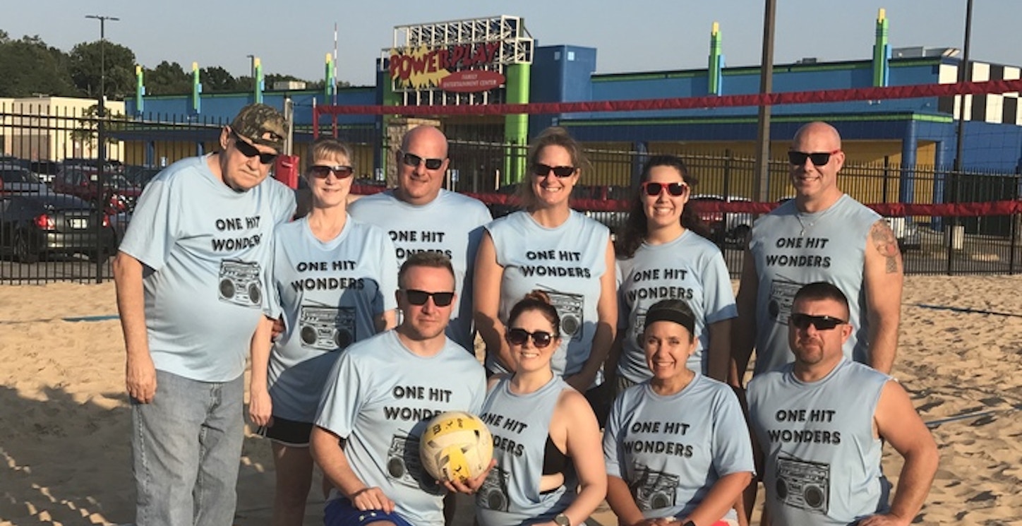 Picture of One Hit Wonders Sand Volleyball Team Custom T-Shirt Design One Hit Wonders Sand Volleyball Team T-Shirt Photo