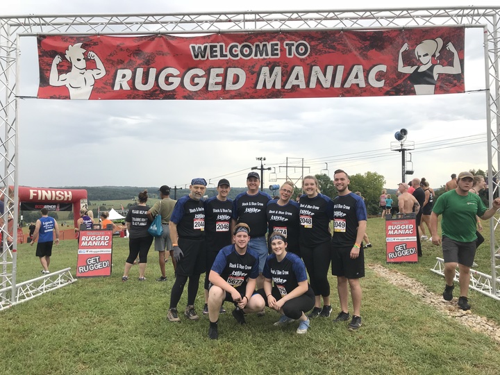 Rugged In Our Black & Blue Crew Shirts! T-Shirt Photo