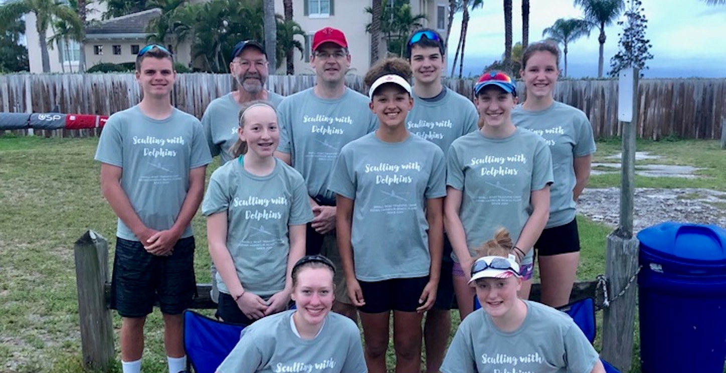 Sculling With Dolphins  T-Shirt Photo