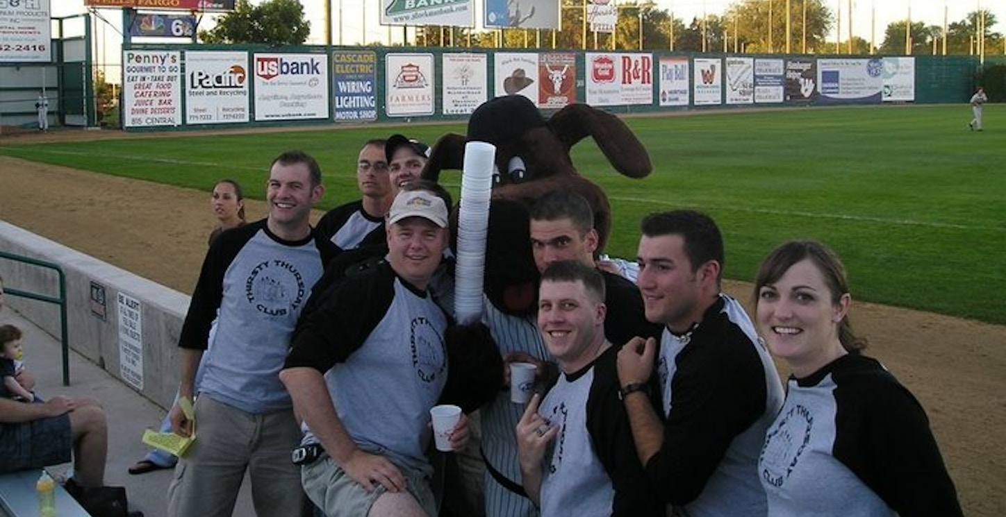 Club Members Pose With The Mascot T-Shirt Photo