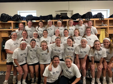 R Mc Women's Lacrosse We Play For Relay Game T-Shirt Photo