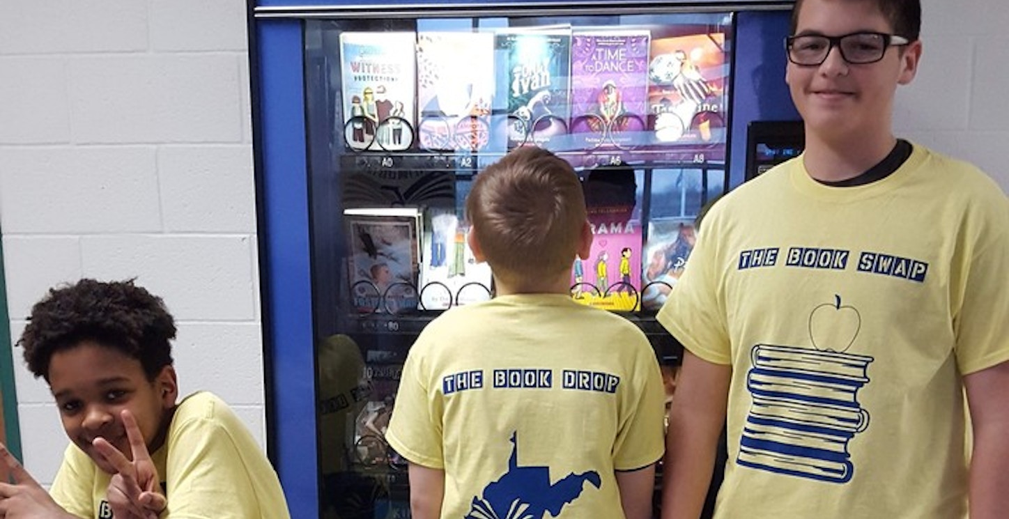 Rockin' Our New Shirts With Our New Book Vending Machine (The Book Drop) T-Shirt Photo