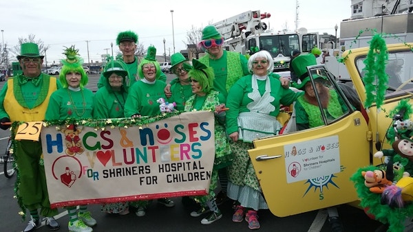Hugs And Noses, Volunteer Clowns For Shriners Hospital For Children At Spokane St. Paddys Day Parade T-Shirt Photo