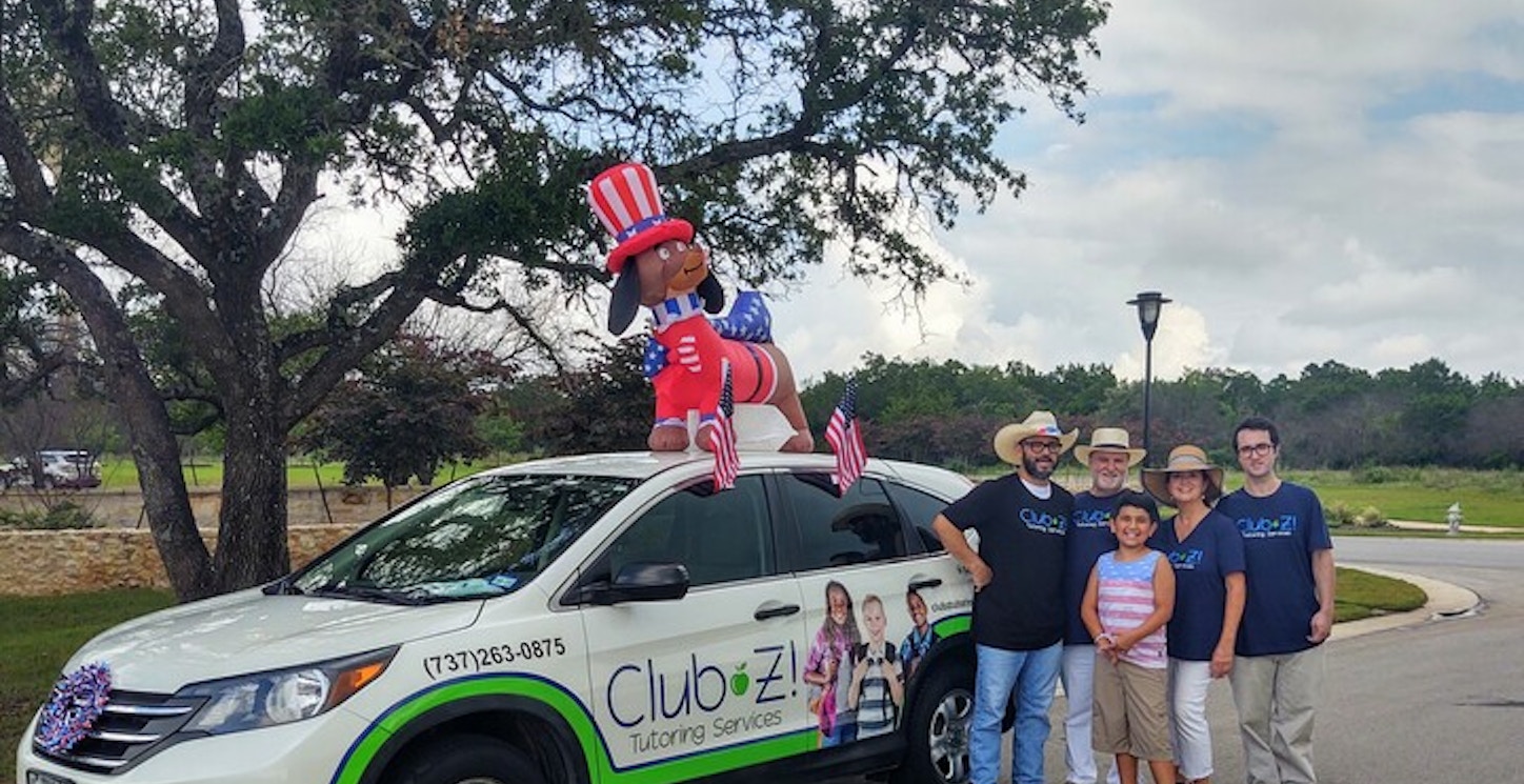 Club Z Tutoring Services Participates In “The Best Little Parade In Texas" In Wimberley, Tx For 2021 Independence Day Parade T-Shirt Photo